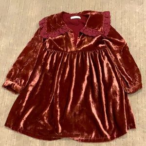 ZARA girls, dark red velvet dress